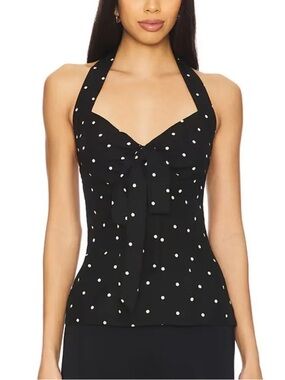 LPA Black Polka Dot Halter Tank Top